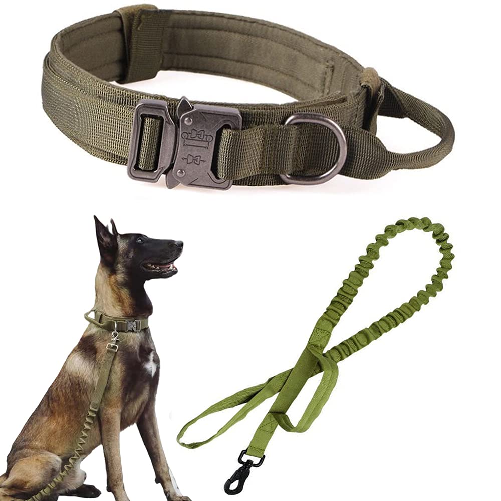 Xqpetlihai collar táctico en nylon 1000D, ideal para entrenar y pasear perros grandes.