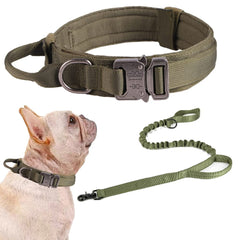 Xqpetlihai collar táctico de nylon verde, duradero y cómodo para perros grandes.
