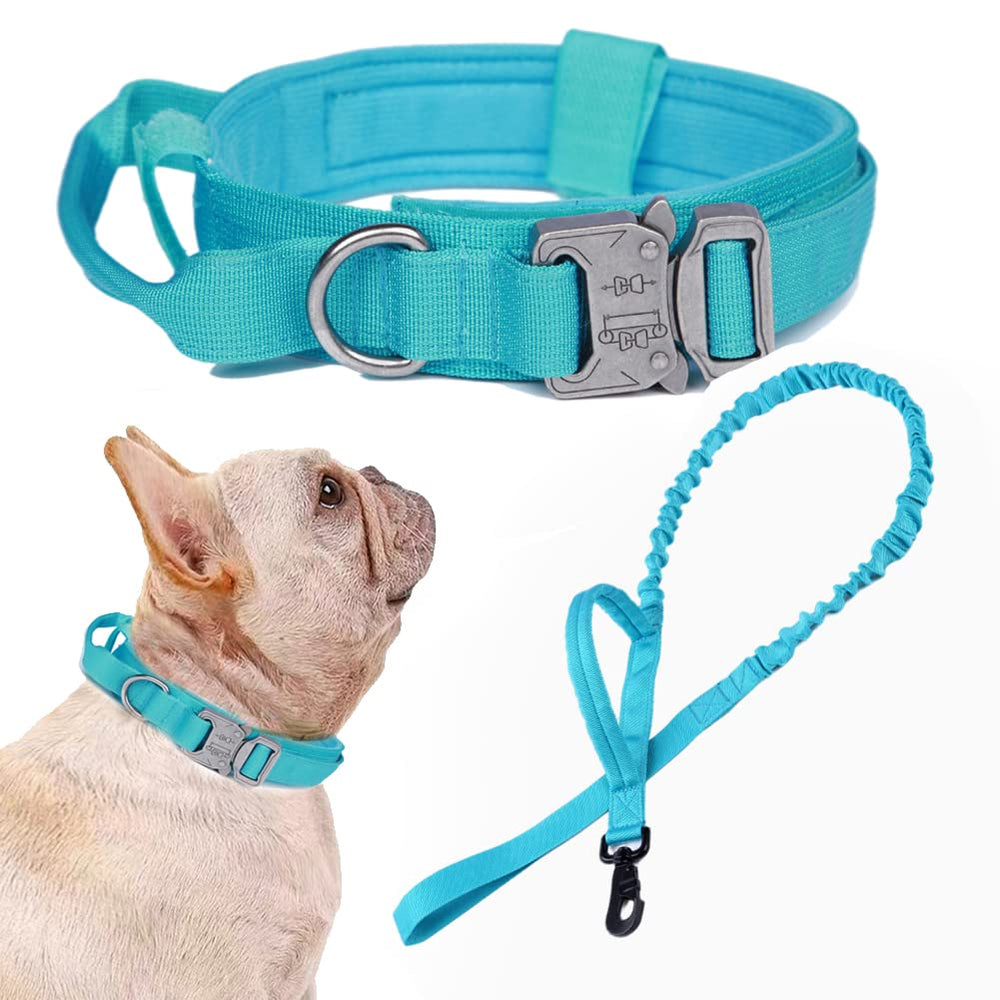 Xqpetlihai collar tactico para perros grandes en azul, cómodo y duradero.