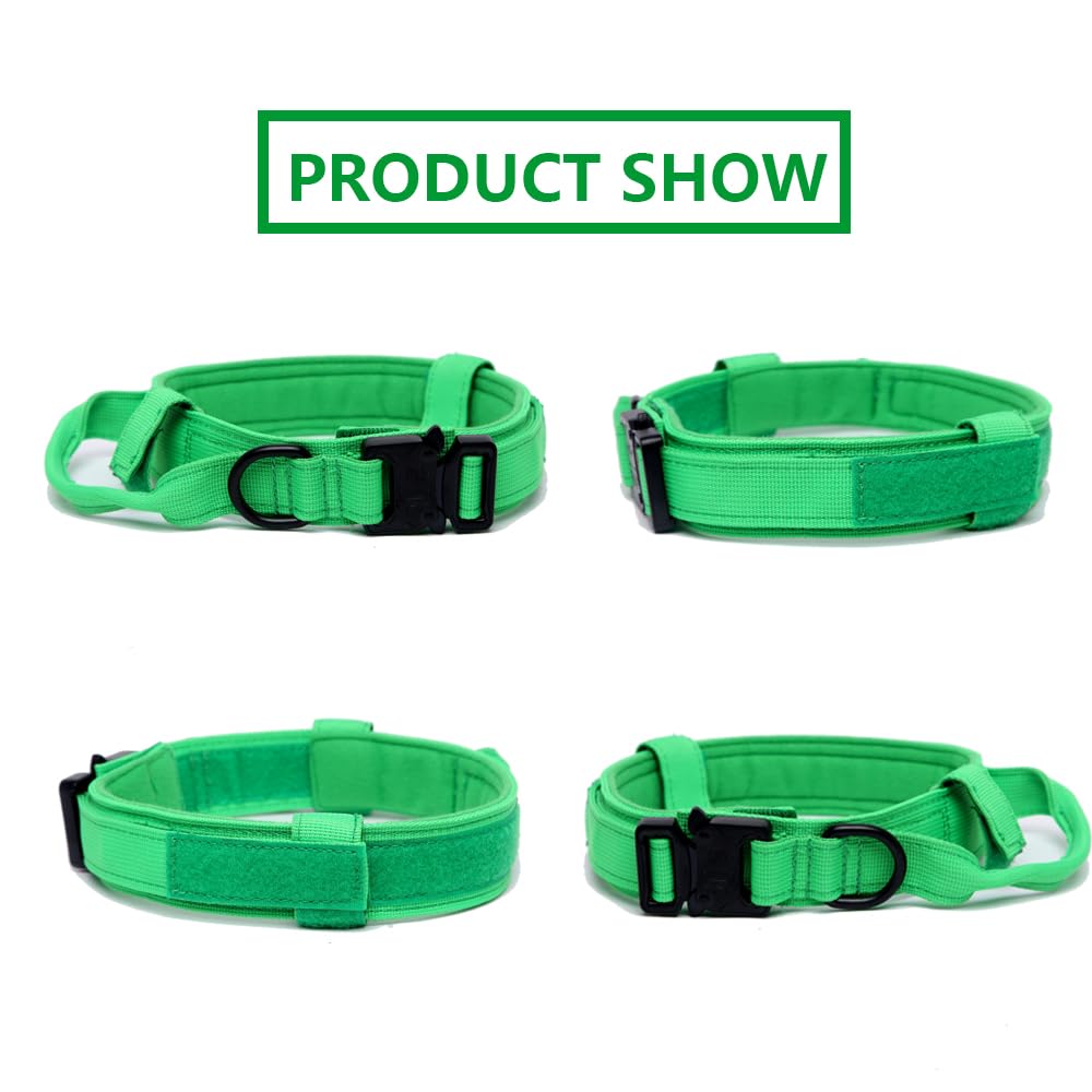 Xqpetlihai collar táctico verde brillante mediano, control seguro durante paseos.