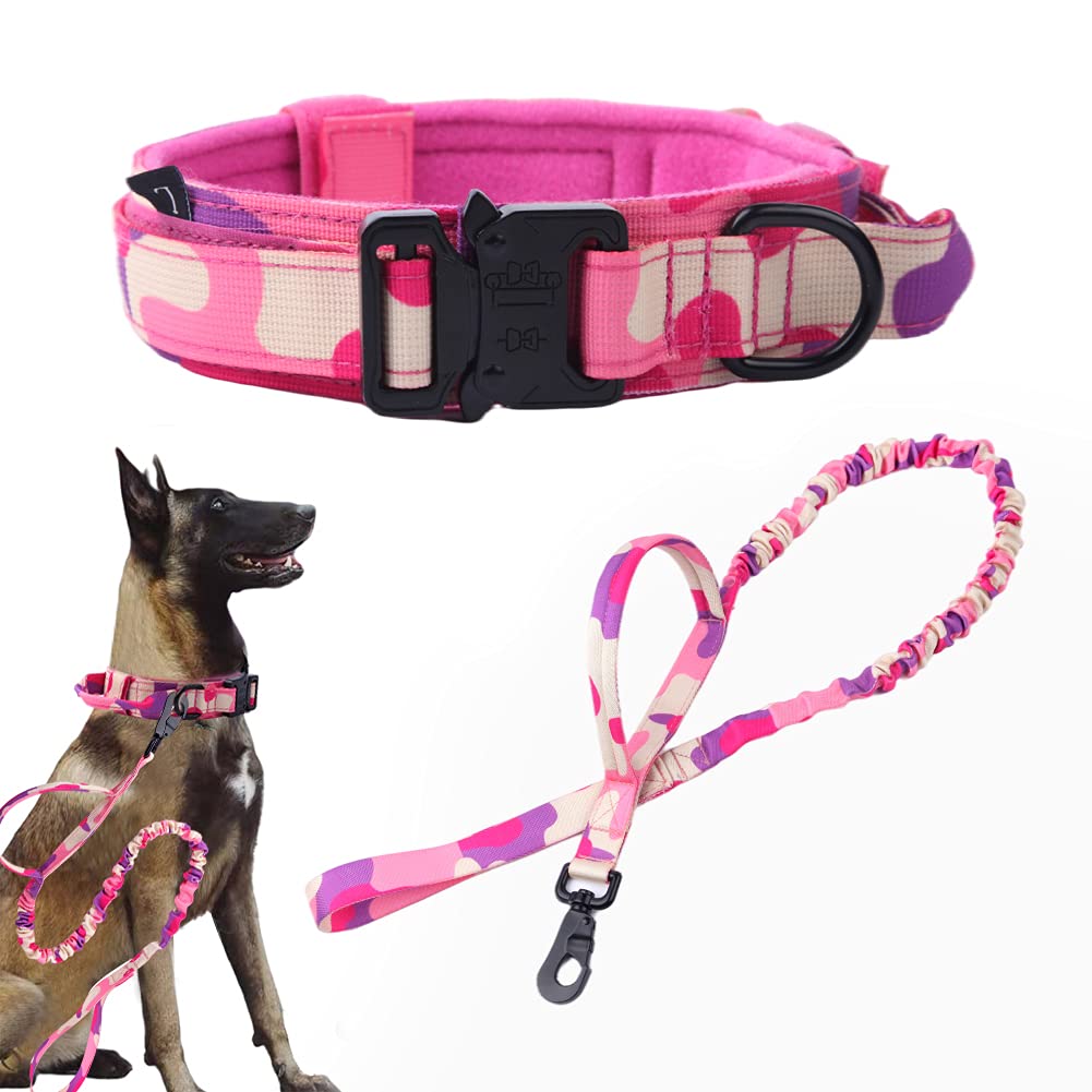 Xqpetlihai collar táctico rosa camuflaje, ideal para uso diario y entrenamiento.