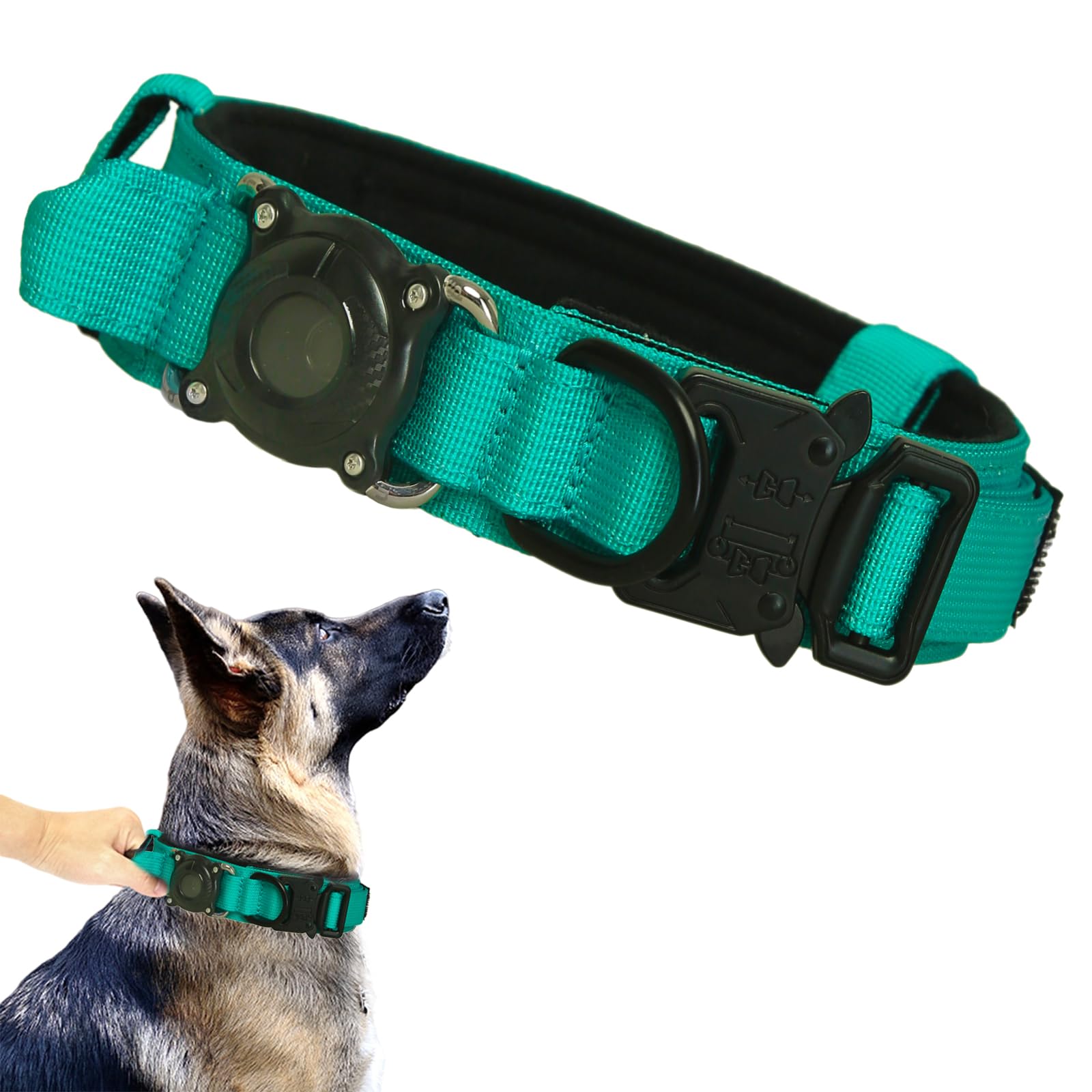 Xqpetlihai collar Teal XL con soporte AirTag para localizar rápidamente a tu perro