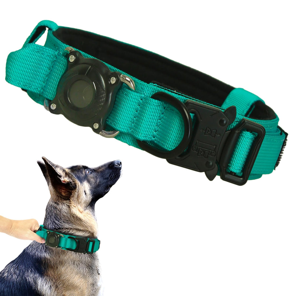 Xqpetlihai collar Teal XL con soporte AirTag para localizar rápidamente a tu perro