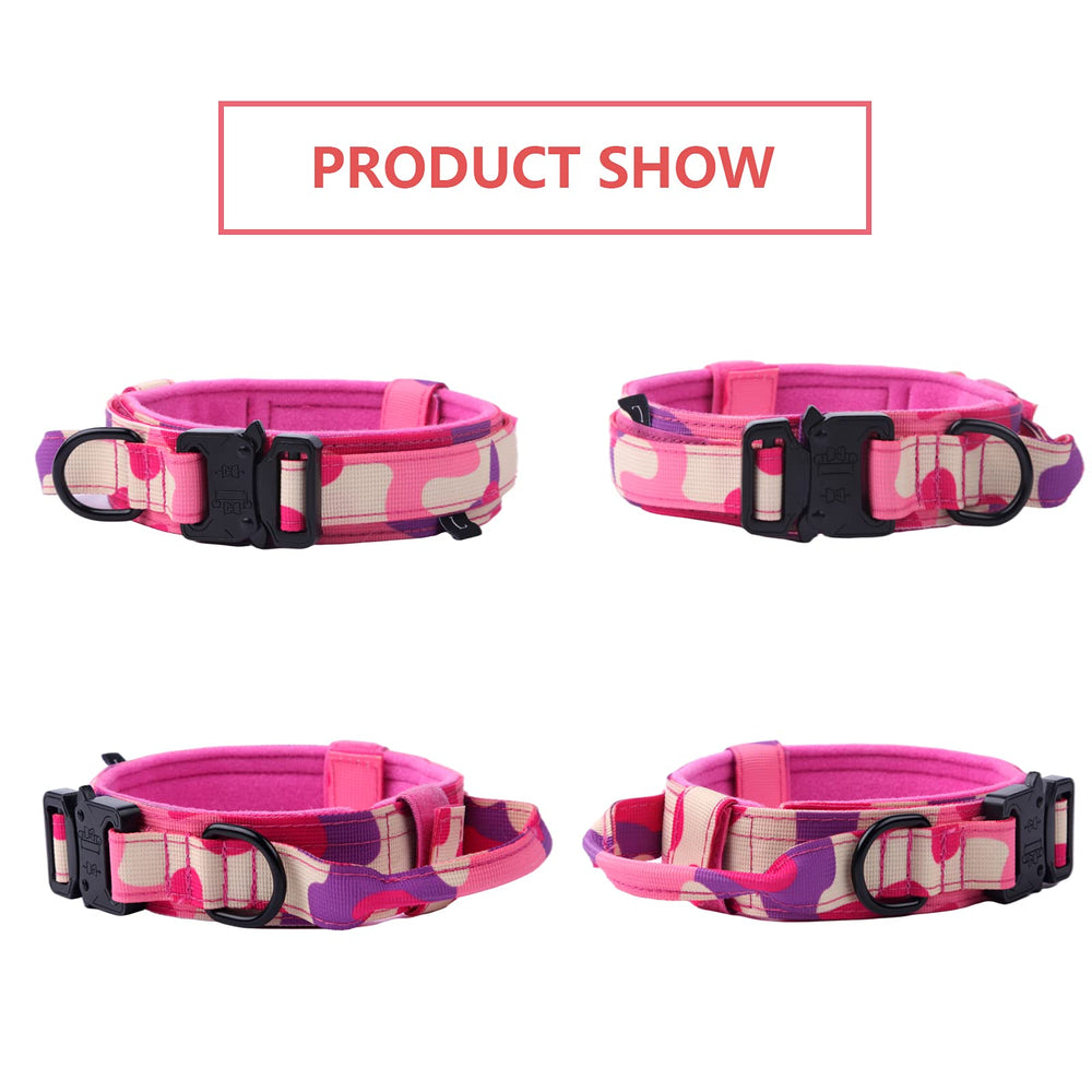 Correa para perro Xqpetlihai con asa de control, rosa camuflaje.