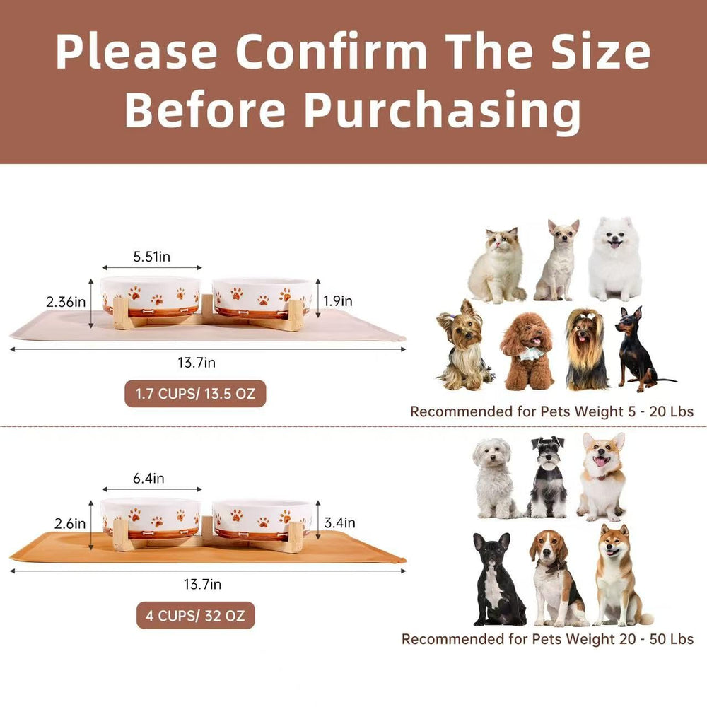 XRBEOU tazón cerámico para perros de 1.7 tazas con soporte estable.