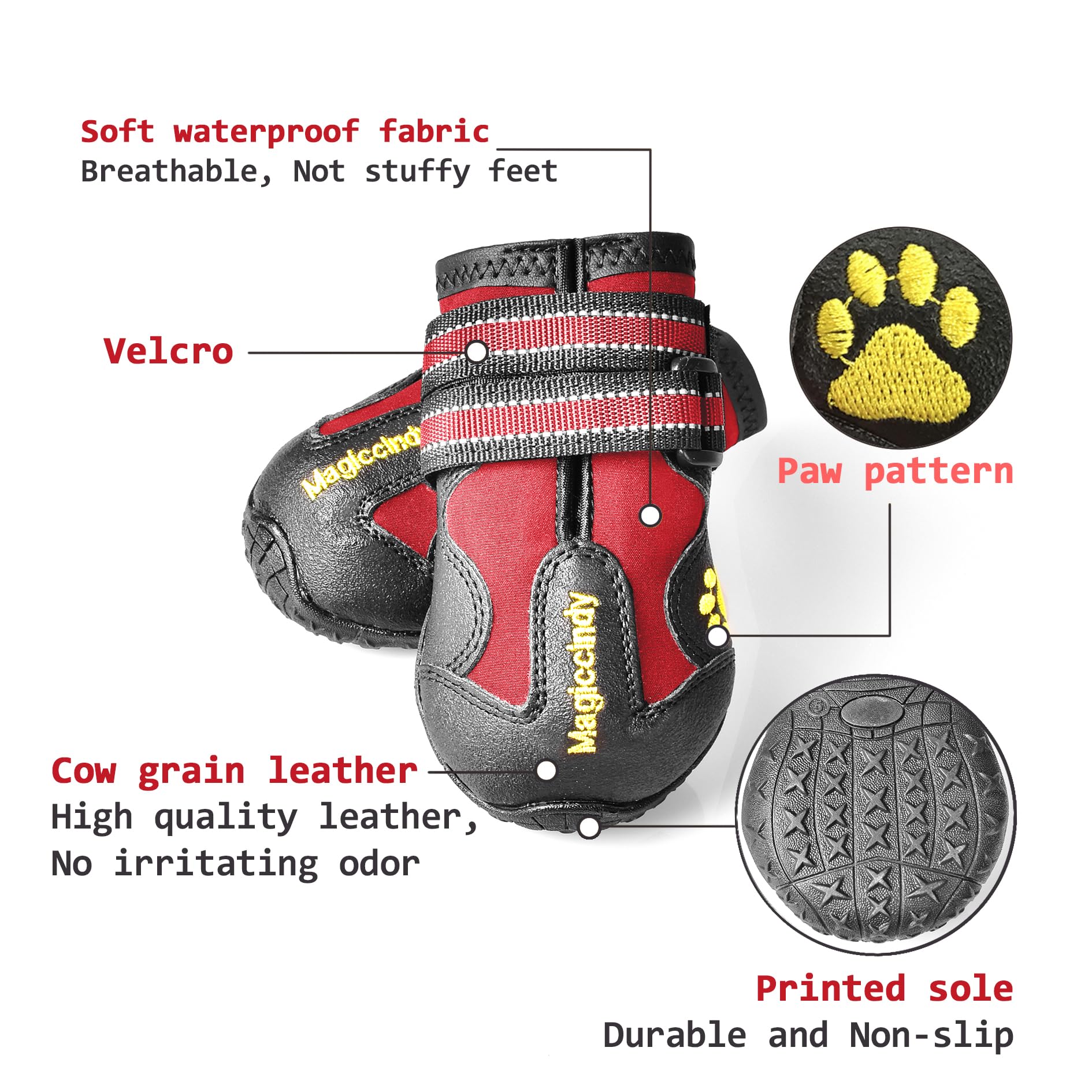 Ajuste seguro y tiras reflectantes en botas XSY&G para perros