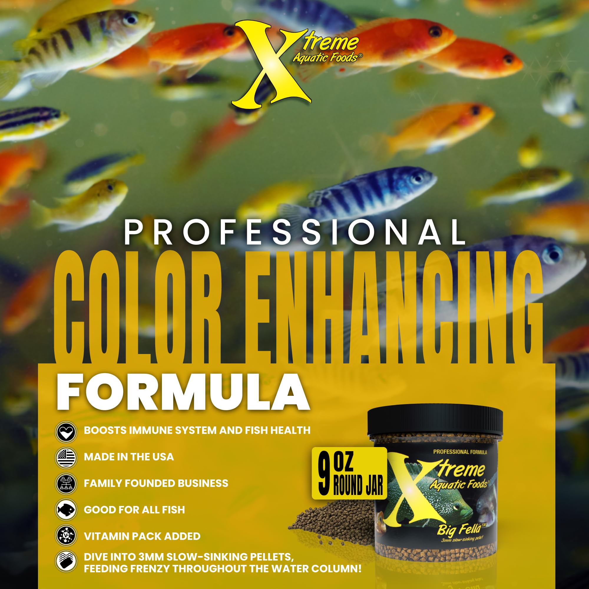 Xtreme Aquatic Foods Big Fella: libre de hormonas para peces.