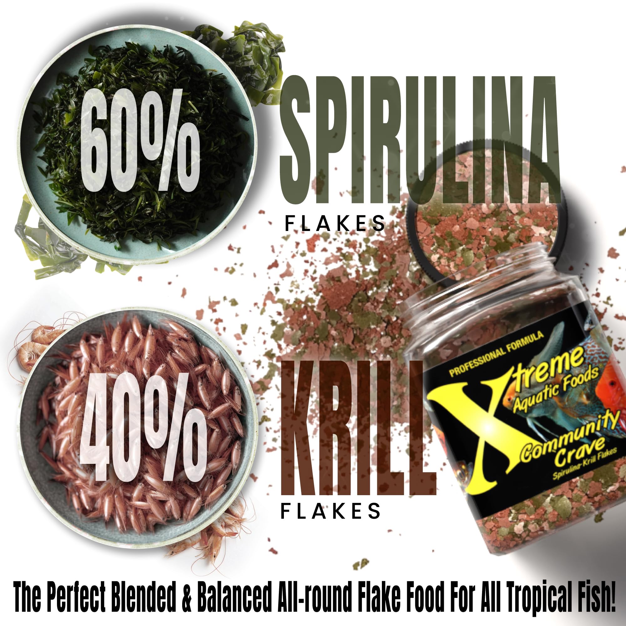 Xtreme Community Crave Flake: superalimento con spirulina y krill para salud general de los peces