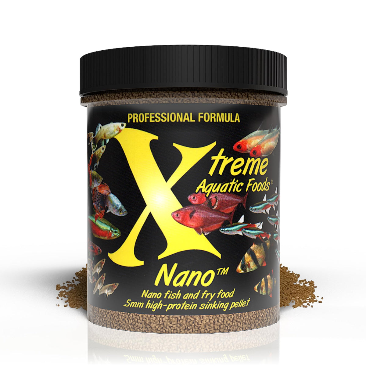 Xtreme Nano: granulos hundibles 0-5mm para peces nano, facilitan la alimentación estable.
