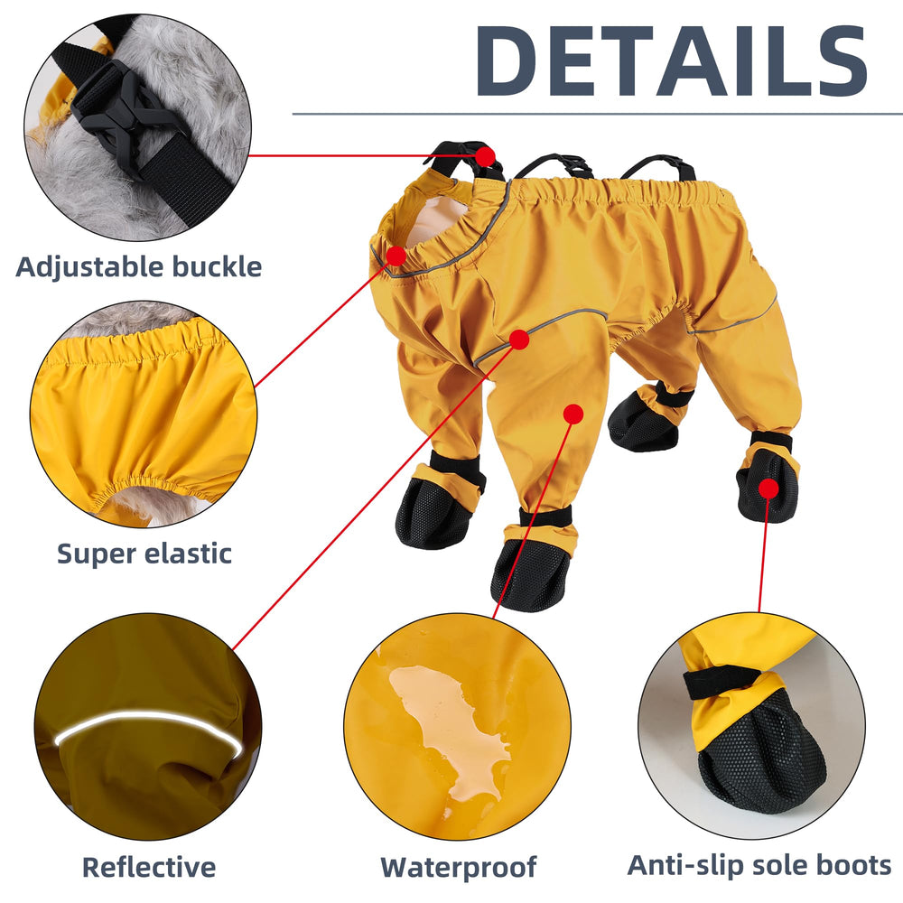 Xuanniao botas-patas-perro-lluvia-amarillo-xs: protección antideslizante para superficies mojadas.
