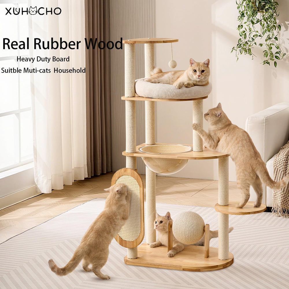 XUHOCHO poste rascar de madera natural para gatos activos