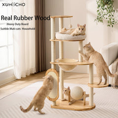 XUHOCHO poste rascar de madera natural para gatos activos