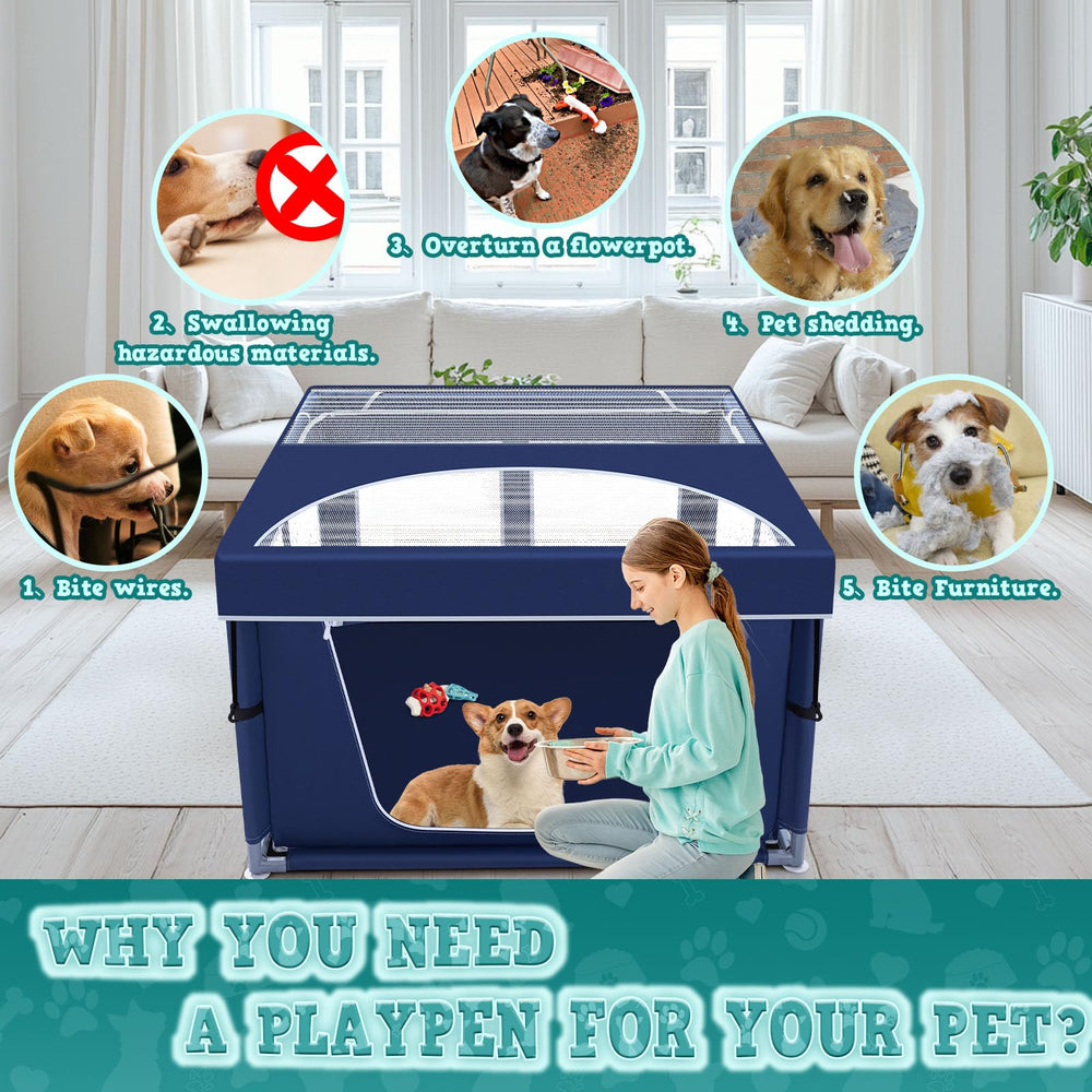 XVISHX corral-juego-perros, materiales duraderos para uso diario.