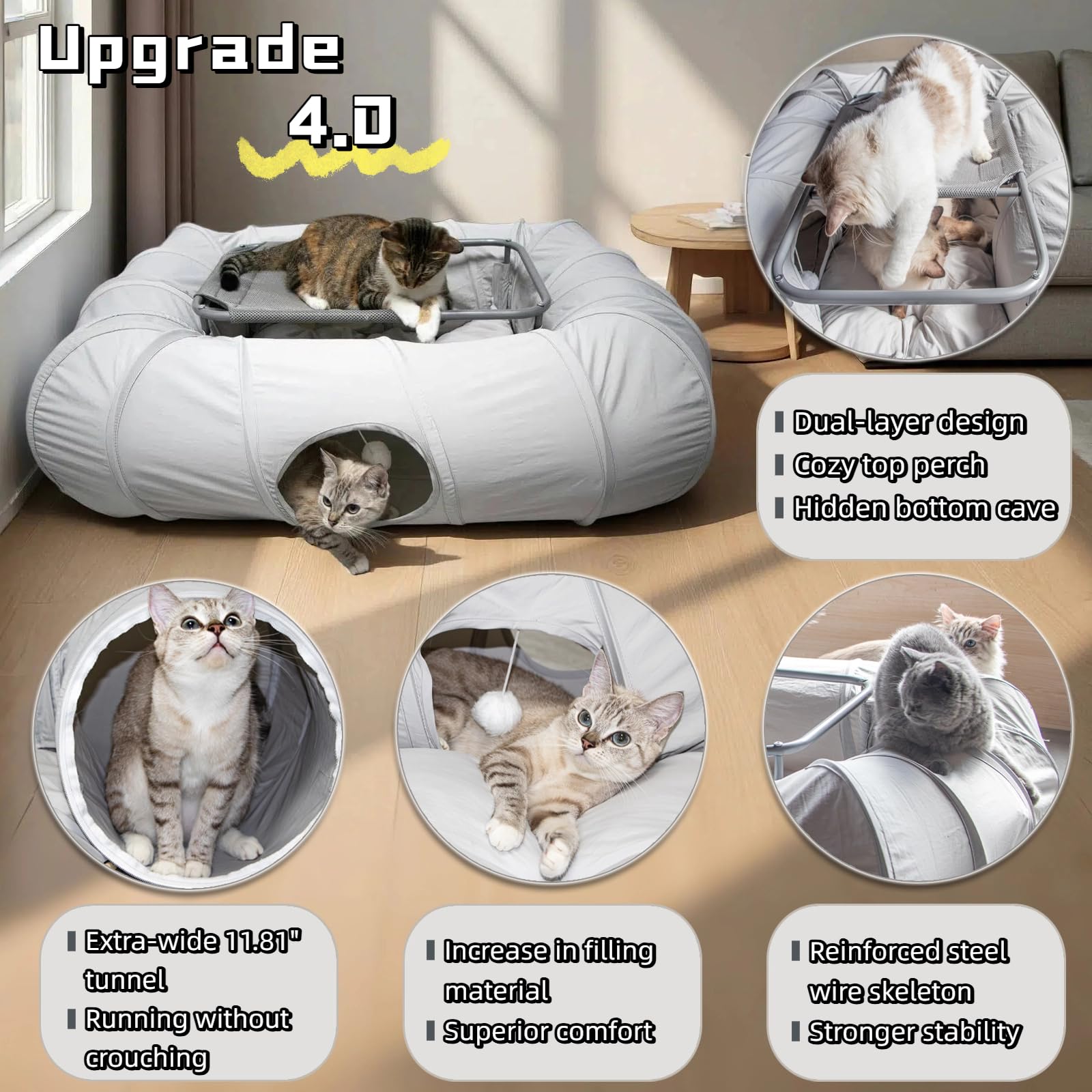 XxingSheep cueva sombreada para gatos sensibles a la luz, refugio cómodo