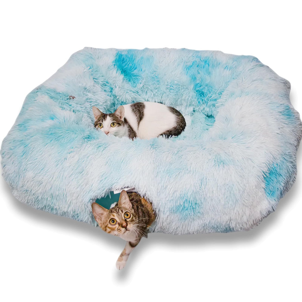XxingSheep tunel-gato-xl con cama azul, refugio cómodo para juego.