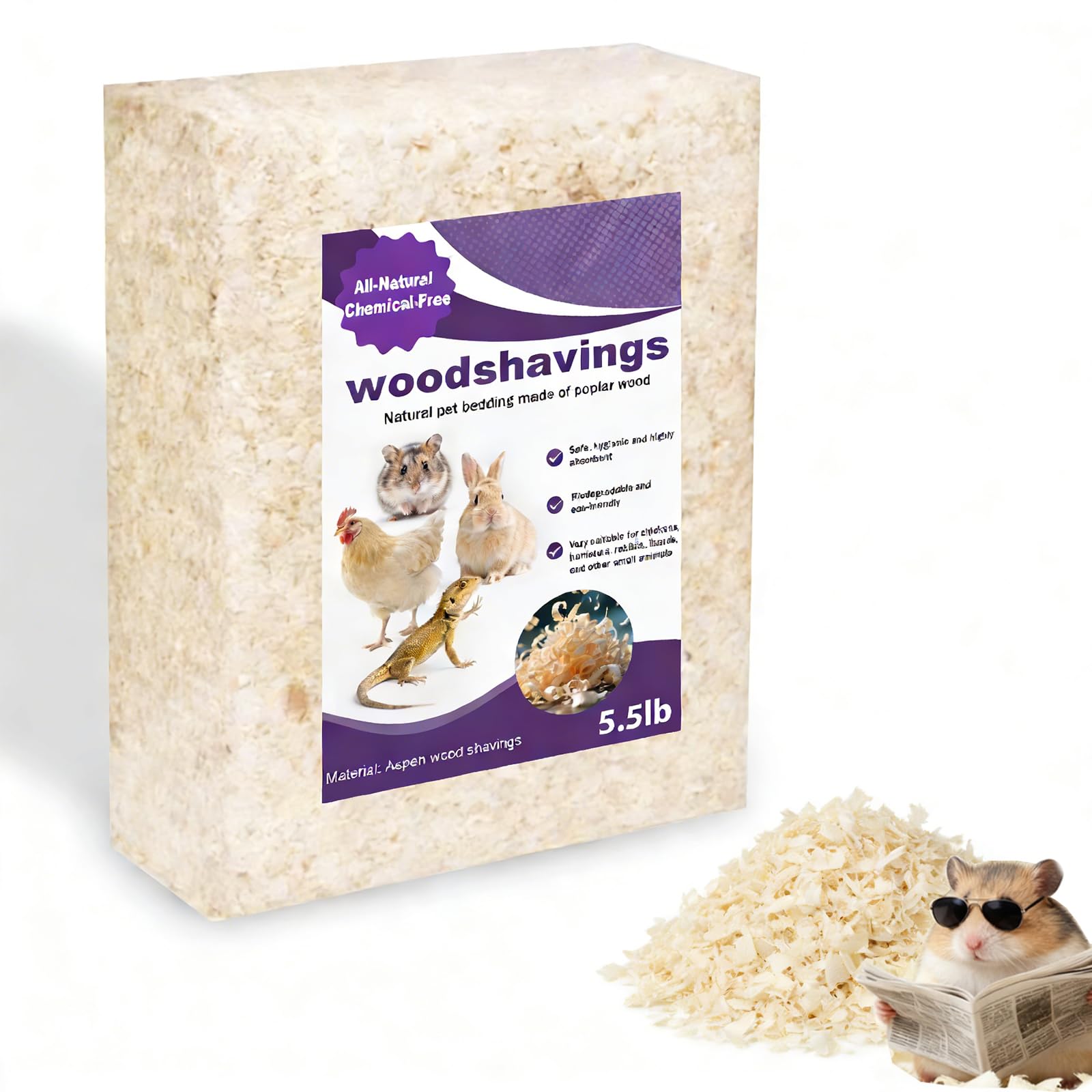 XXYOUPIN astillas aspen natural para cama de mascotas, suave y segura.