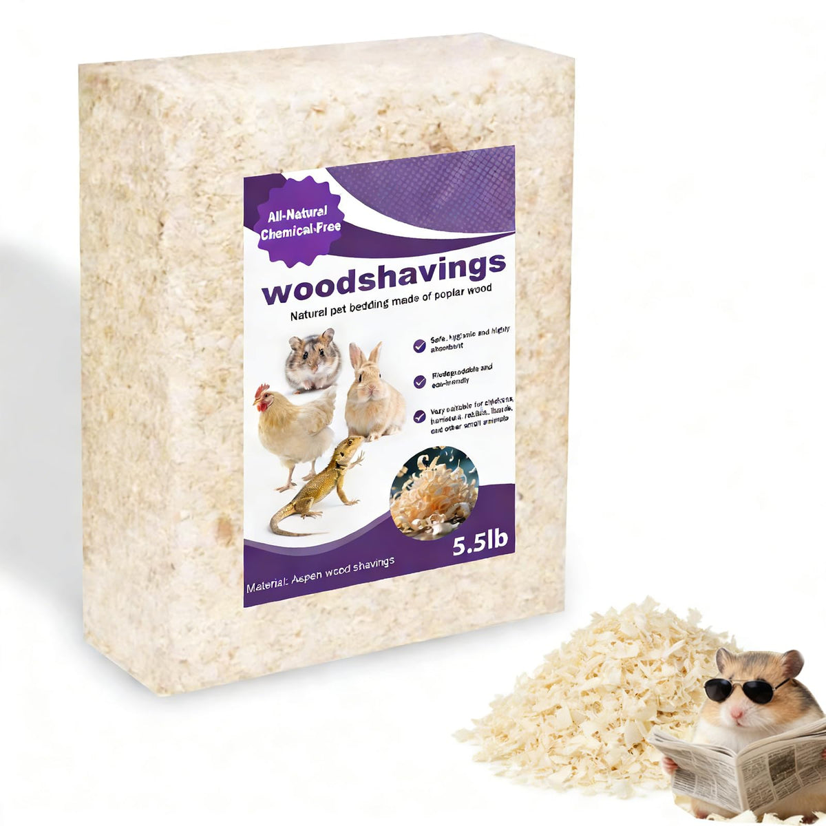 XXYOUPIN astillas aspen natural para cama de mascotas, suave y segura.