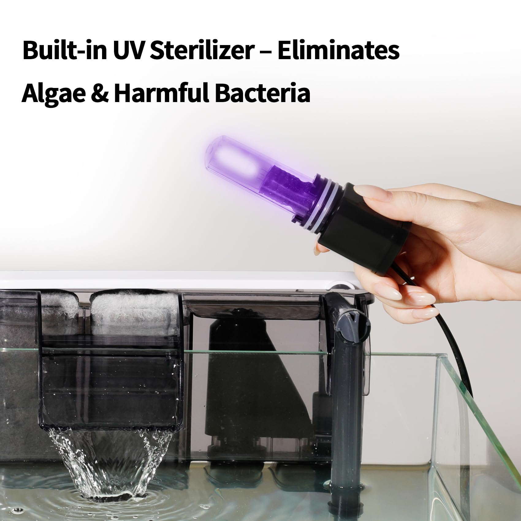 Xyingshine U3 demuestra la cámara de filtración amplia de 2000 ml para mayor capacidad.