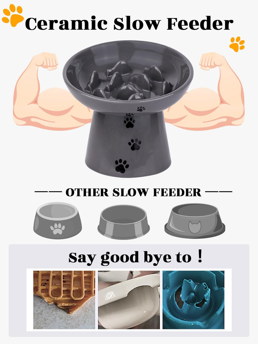 Y YHY tazón anti derrames, ideal para comida seca o húmeda.