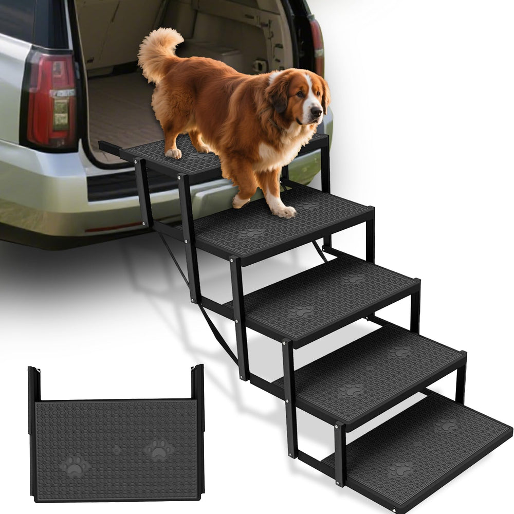 Escaleras YACONA para perros de 5 pasos, acceso seguro al coche.
