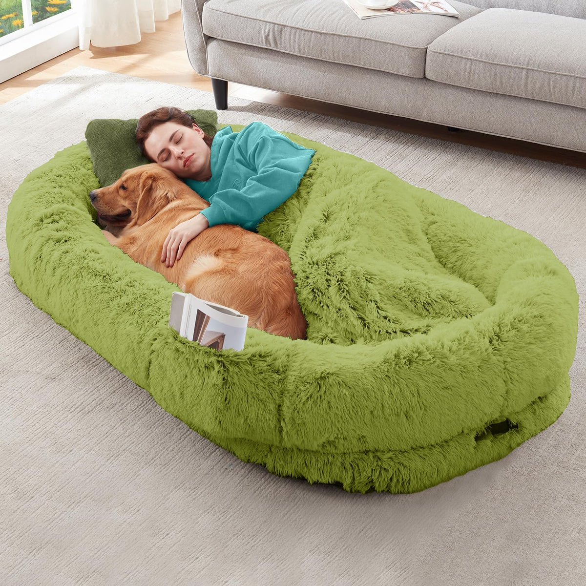 YAEM Cama Humana 71x45x12: vista general del diseño cómodo para adultos y mascotas.