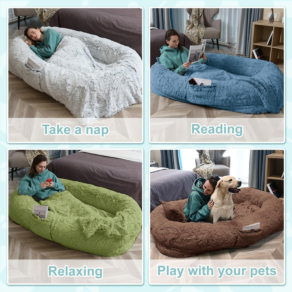 YAEM Cama Humana: set completo para relajación con manta y cojín.