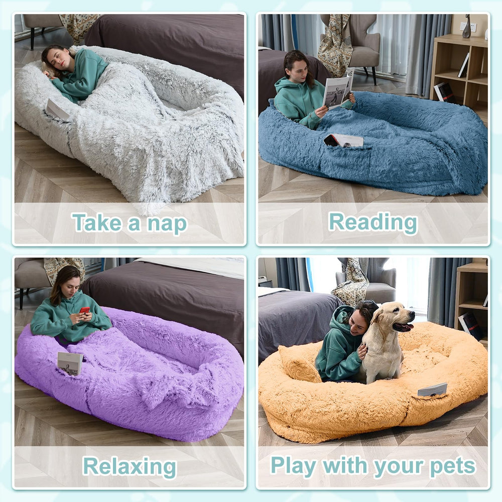 YAEM Cama Humana Perro accesorios completos: manta y almohada incluidos