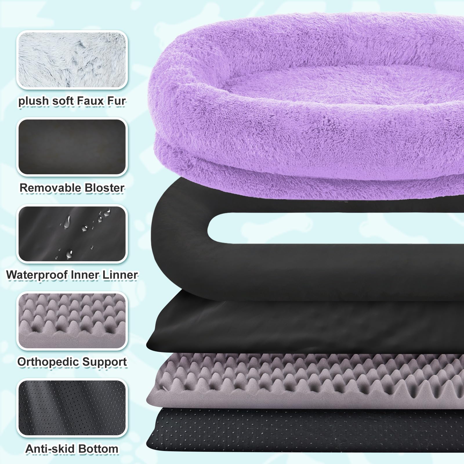 YAEM Cama Humana Perro bolsillo lateral y asa para almacenamiento cómodo