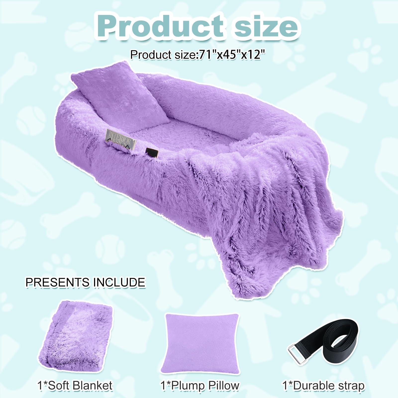 YAEM Cama Humana Perro funda pelo sintético: tacto suave y cálido