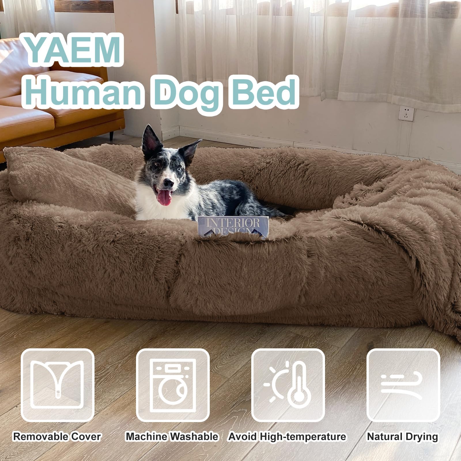 YAEM Cama para humanos con bolsillo lateral para objetos pequeños