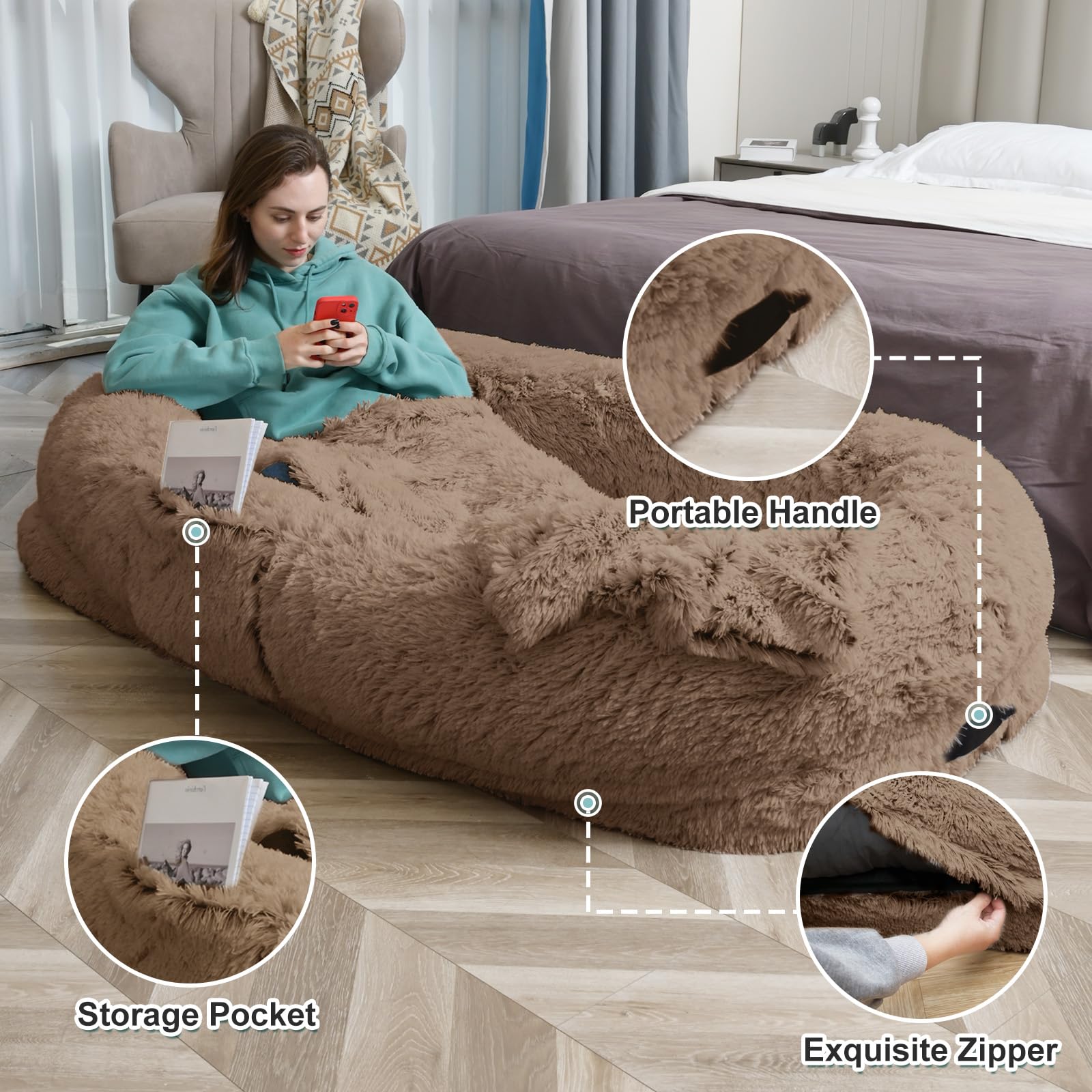 YAEM Cama humana para adultos con manta suave para relajación nocturna