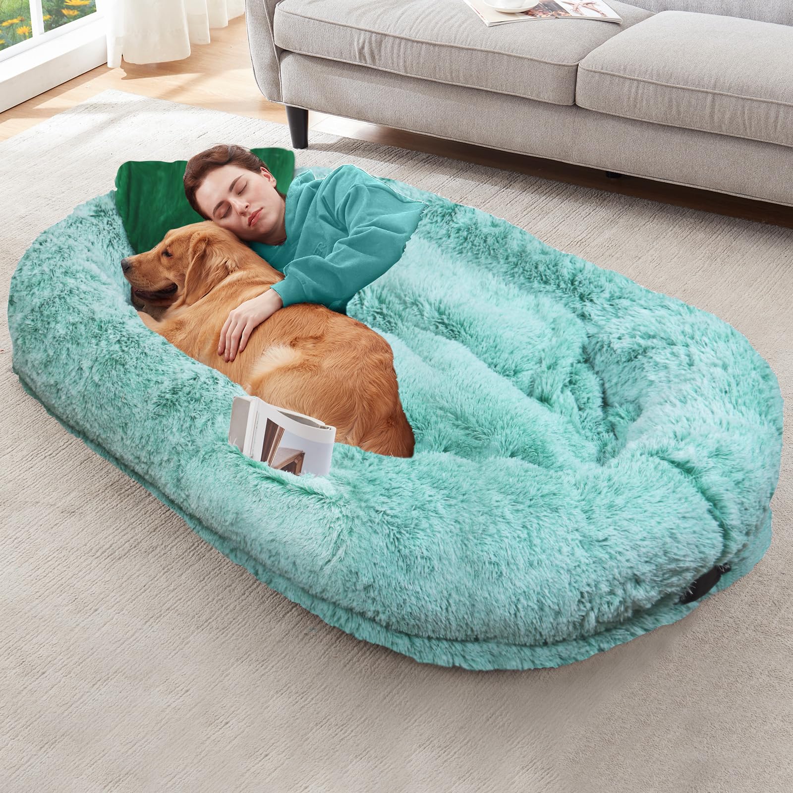 YAEM cama humano-perro 71x45x12 lista para descansar junto a tu mascota