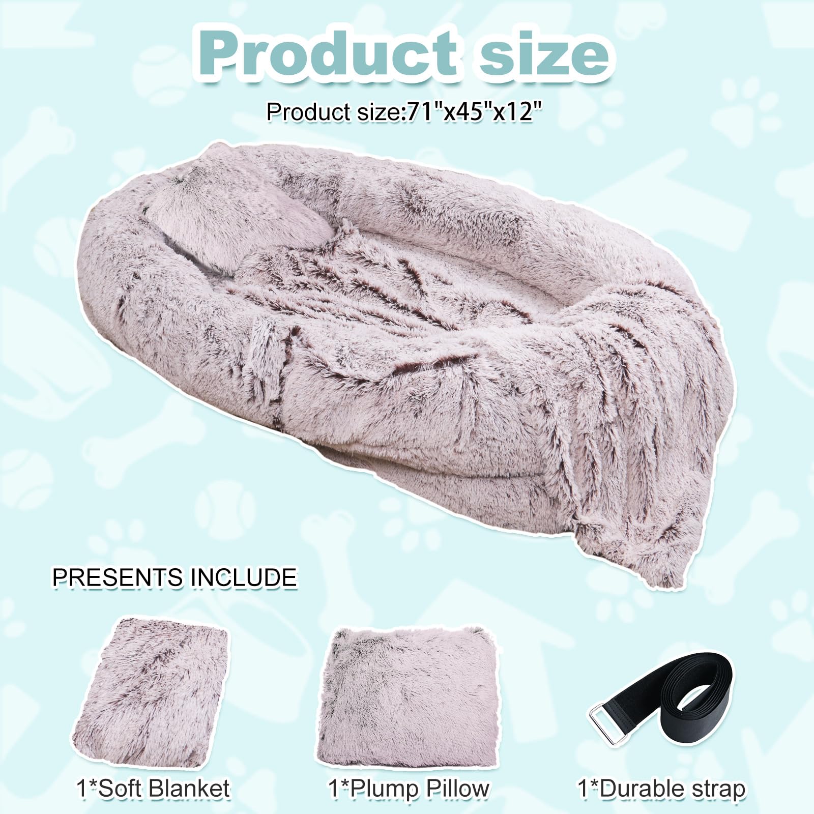 YAEM cama humano-perro con bolster grueso para abrazos reconfortantes
