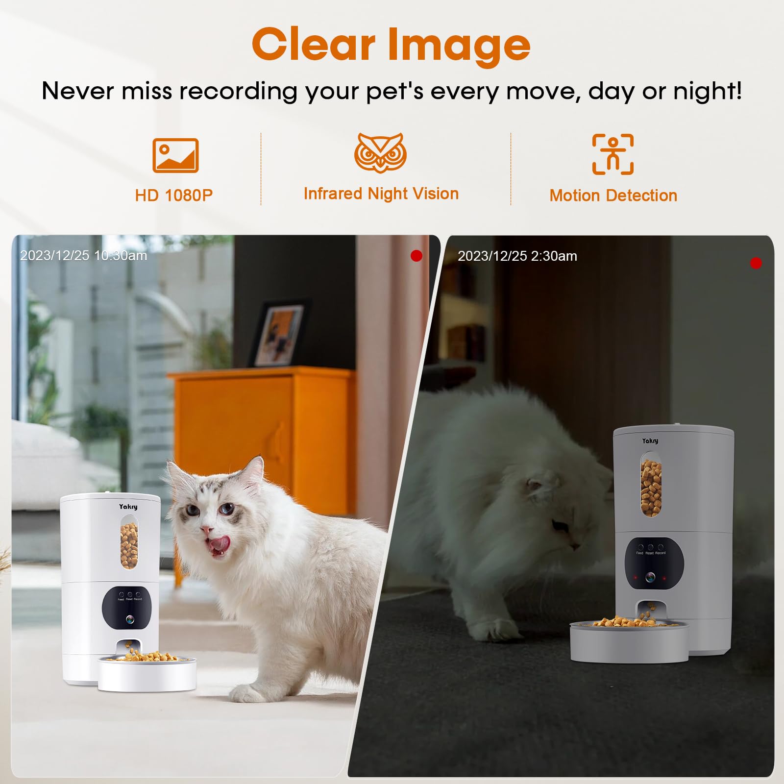 Camara HD de Yakry para ver a tu gato durante la comida.