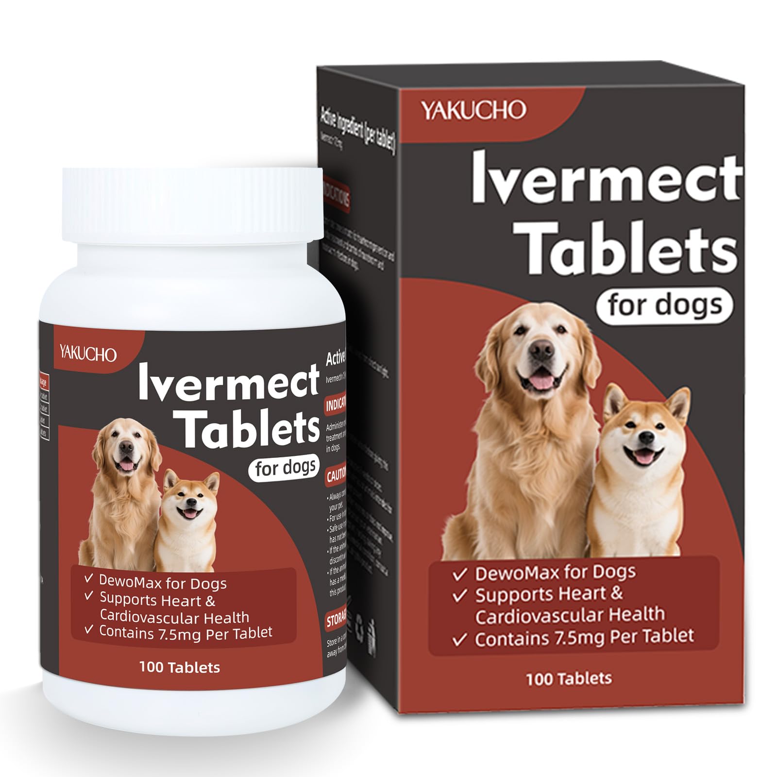 Yakucho Corazón Joven para perros: tabletas 7,5 mg que apoyan la salud cardíaca.