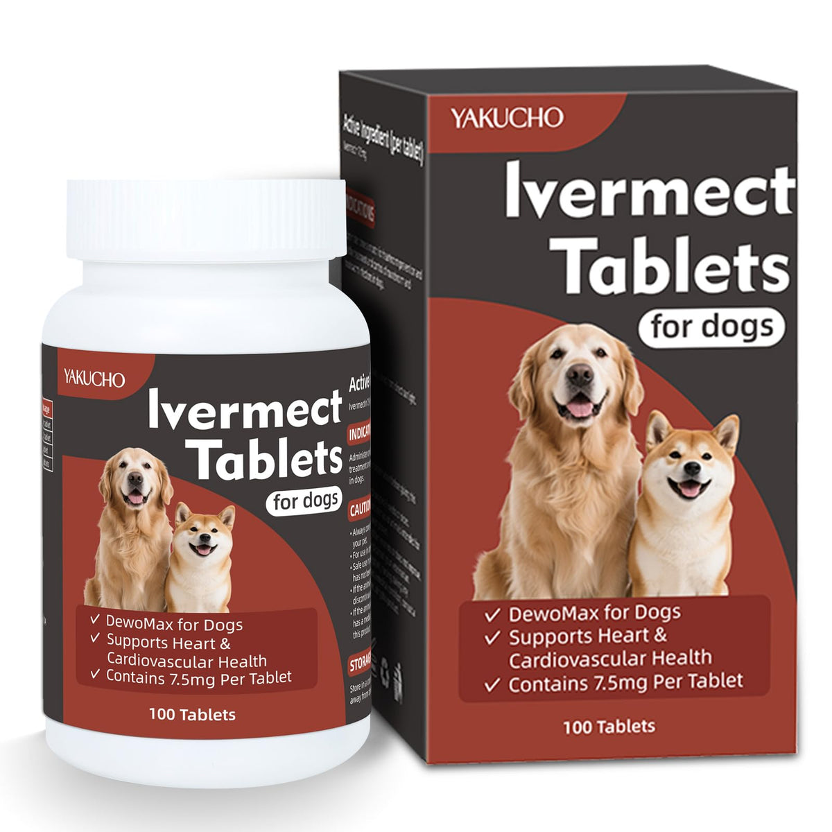 Yakucho Corazón Joven para perros: tabletas 7,5 mg que apoyan la salud cardíaca.
