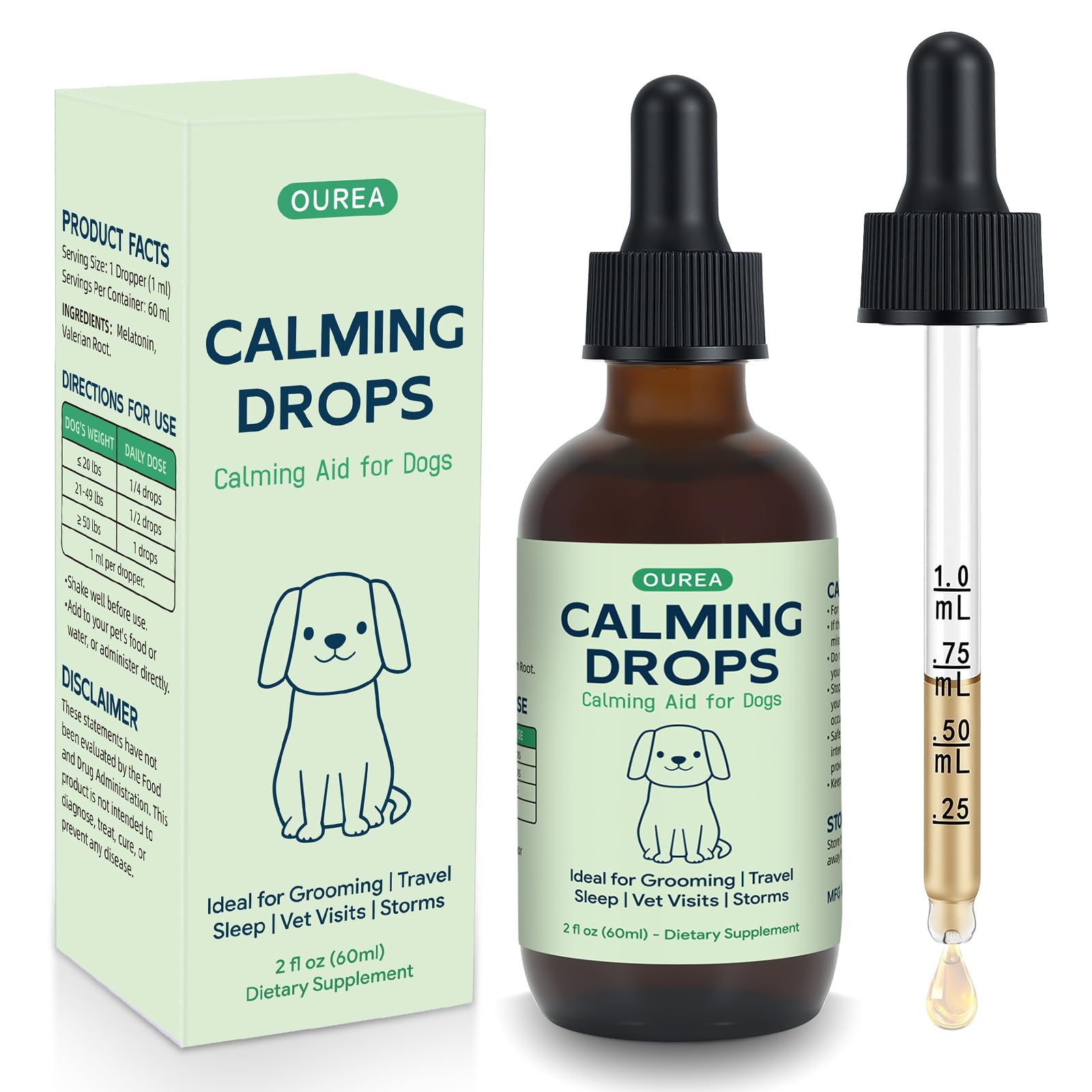 Yakucho Gotas Calmantes para Perro, botella visible, facilita el cuidado con calma.