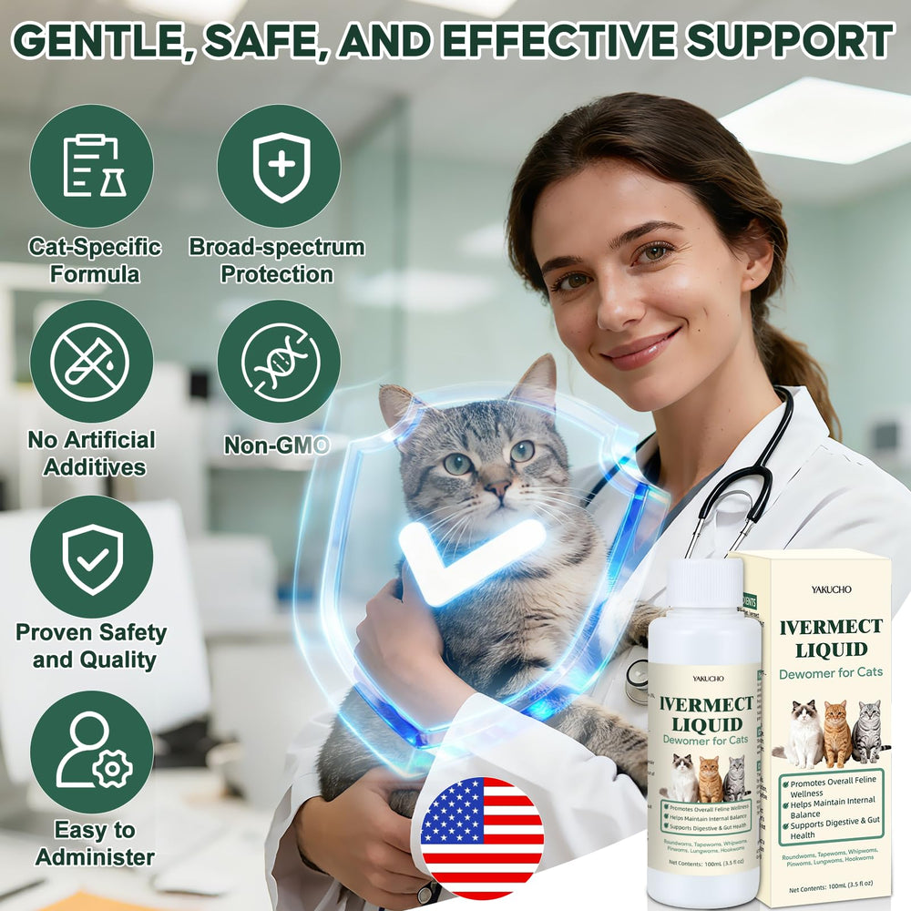 Yakucho lvermect equilibrio intestinal para gatos, cuidado suave y regular.
