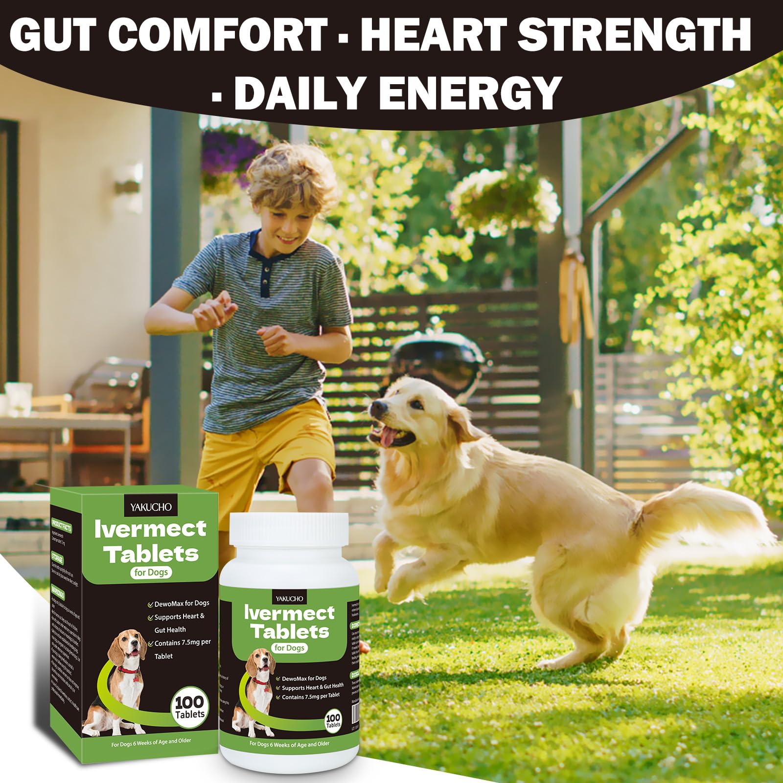 Yakucho lvermect-tabletas-perro-confort-abdominal: alivio suave de molestias digestivas
