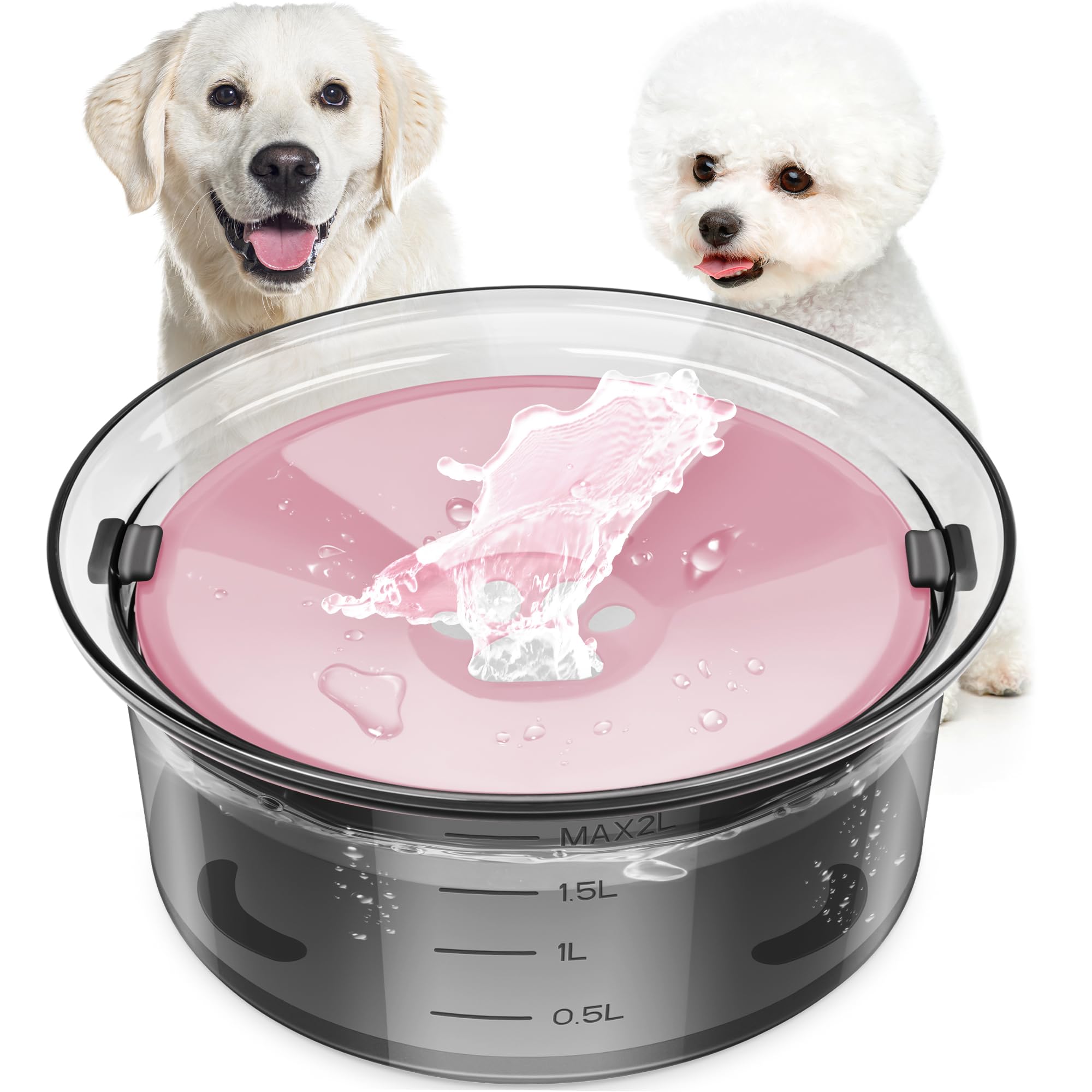 Bebedero para perros Yalanle 2L sin derrames, ideal para viajes y casa.
