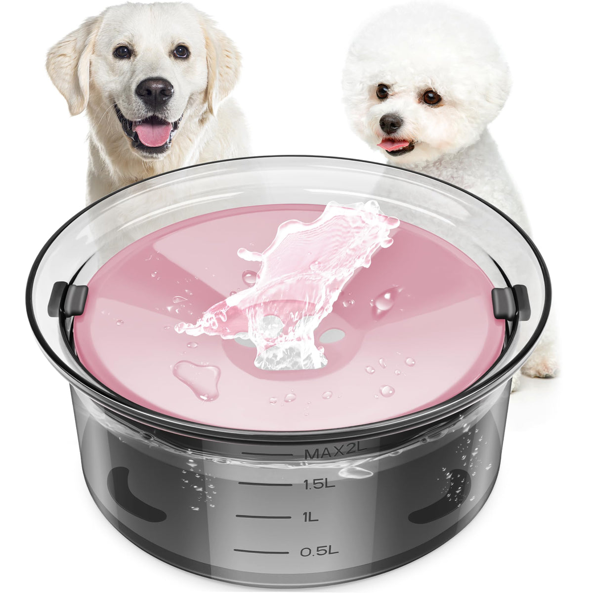 Bebedero para perros Yalanle 2L sin derrames, ideal para viajes y casa.