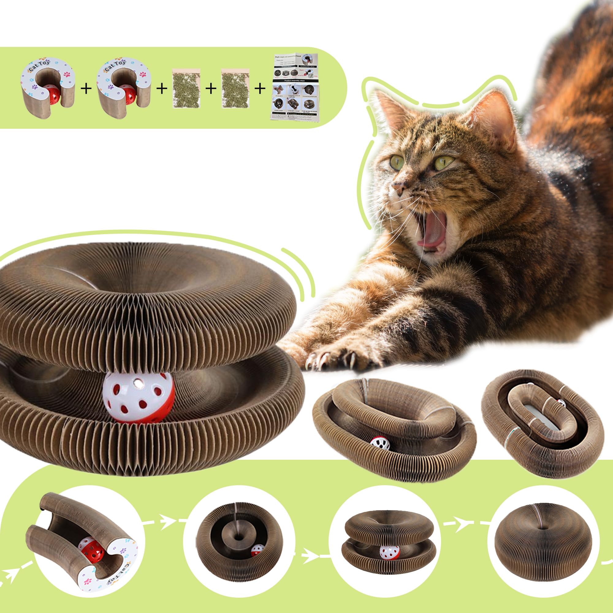 Yangmu rascador acordeón para gatos: rascado seguro y almacenamiento