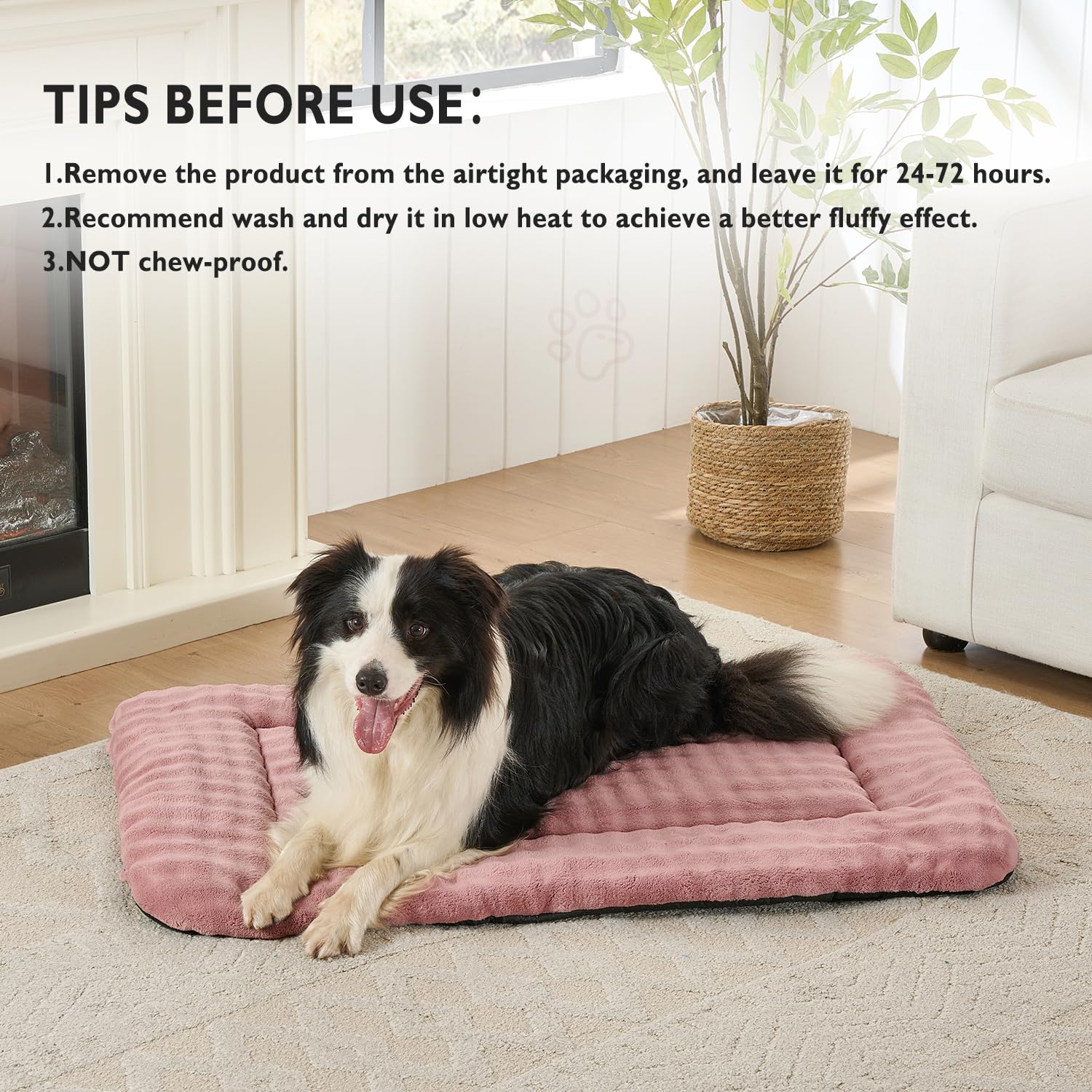Yaning cama para perro grande, diseño adorable con burbujas rosa polvo