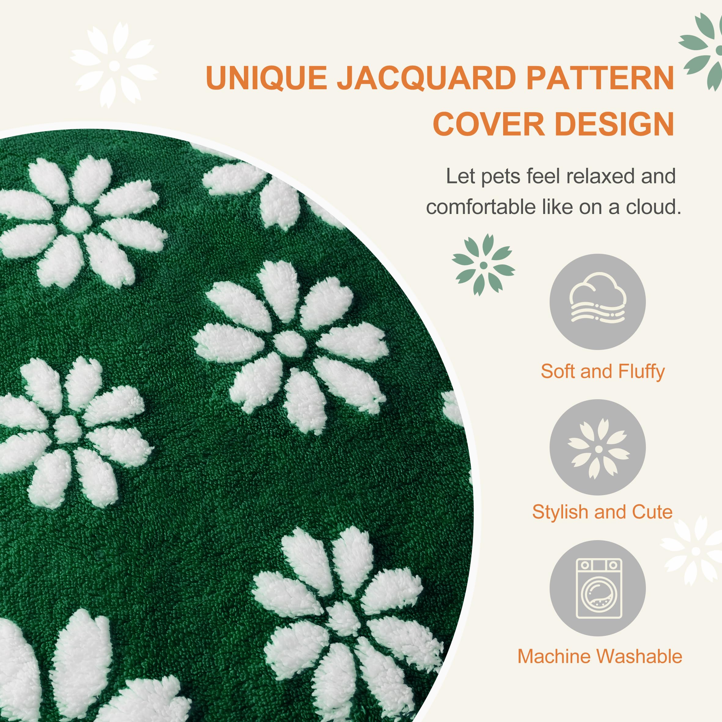Cama Yaning con funda removible en color verde para limpieza