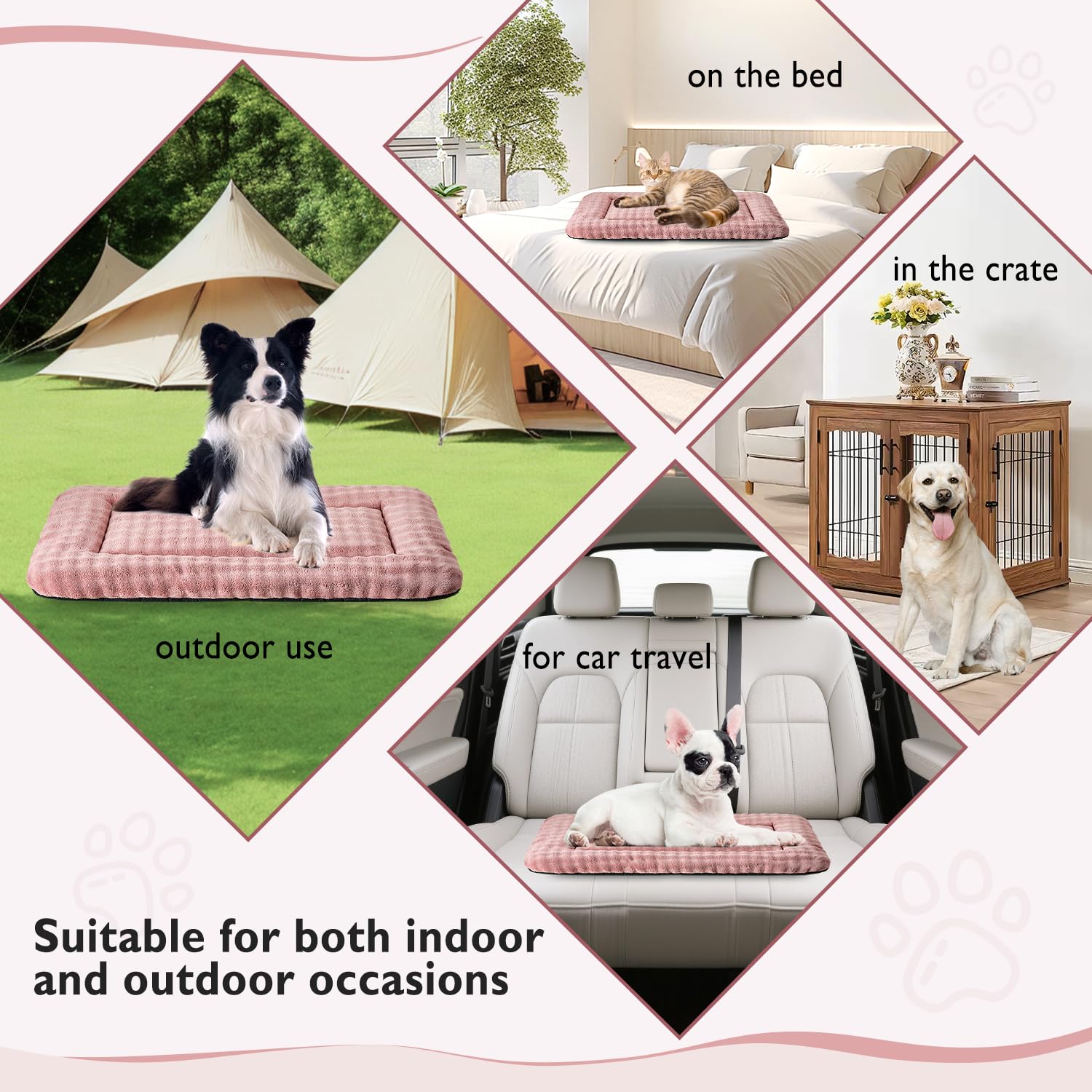Yaning funda lavable a máquina en rosa polvo para cama de perro