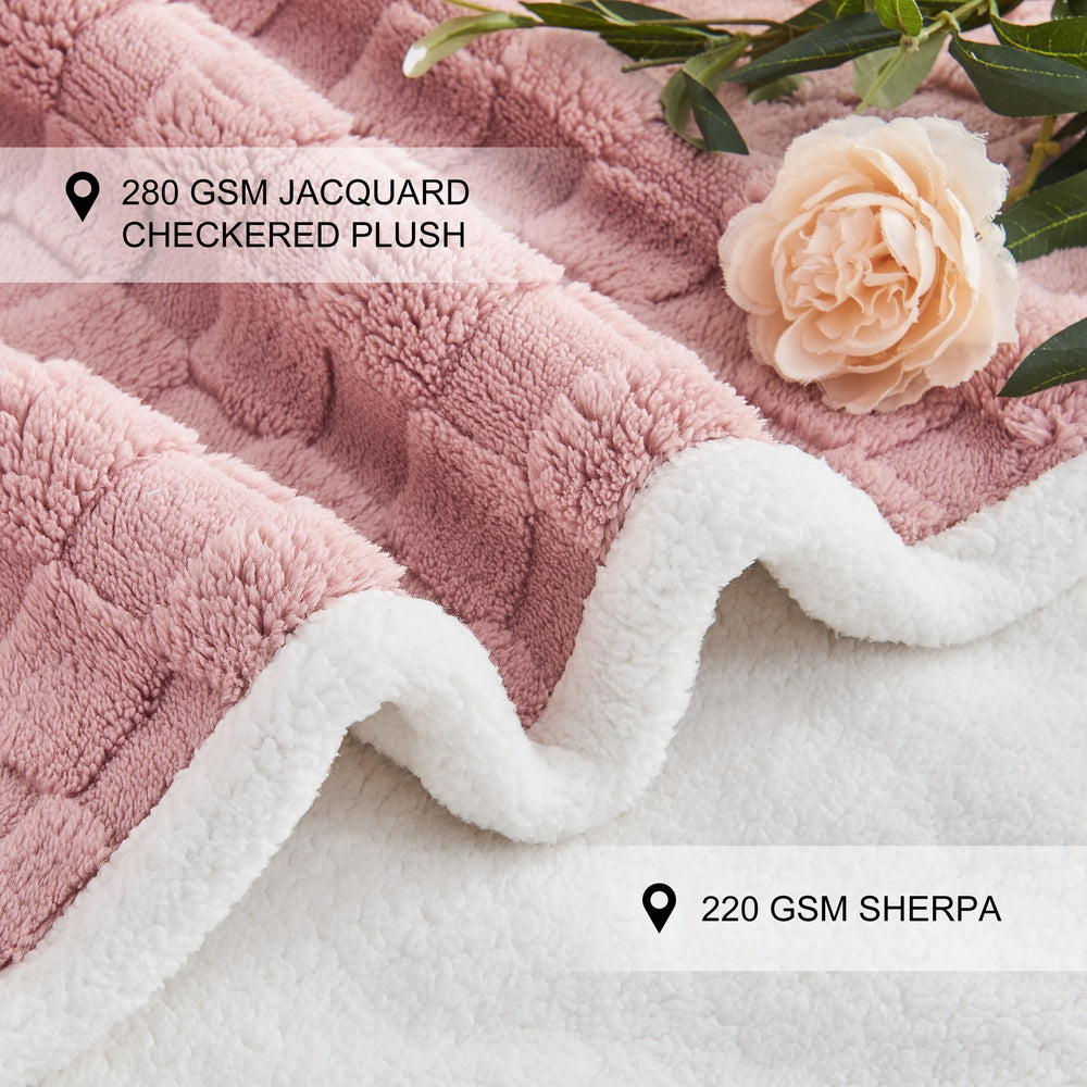 Manta Yaning reversible sherpa y jacquard, ideal para interiores y coche.