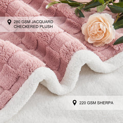 Manta Yaning reversible sherpa y jacquard, ideal para interiores y coche.