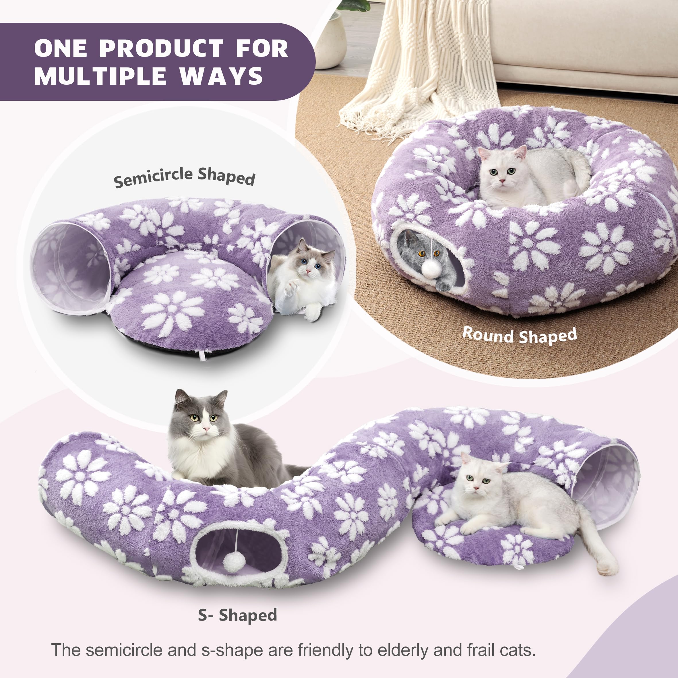 Yaning tunel-gato cama-donut-redonda: cojín suave para dormir tras jugar.