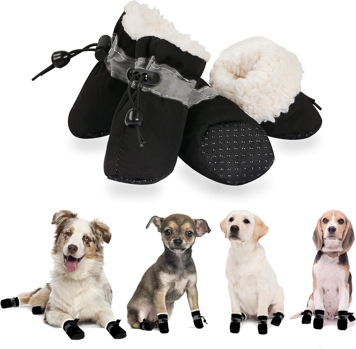 YAODHAOD zapatos de perro, vista frontal, ajuste cómodo en invierno.