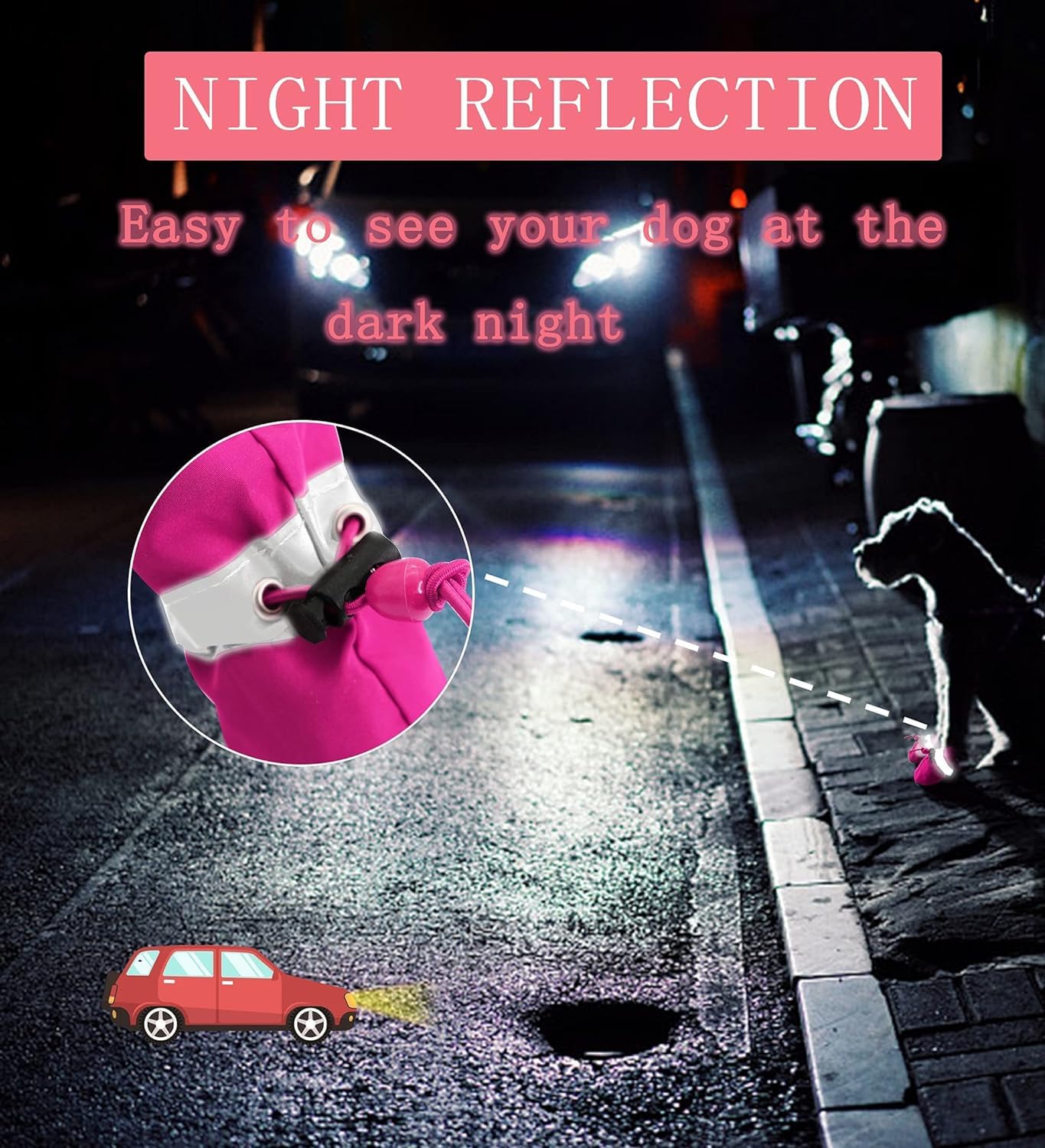 YAODHAOD Zapatos para perro pequeño, cinta reflectante para paseos nocturnos.